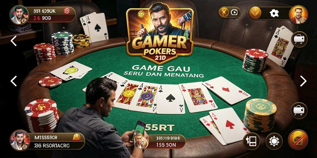 Gameplay seru dengan pemain kompetitif di Poker.
