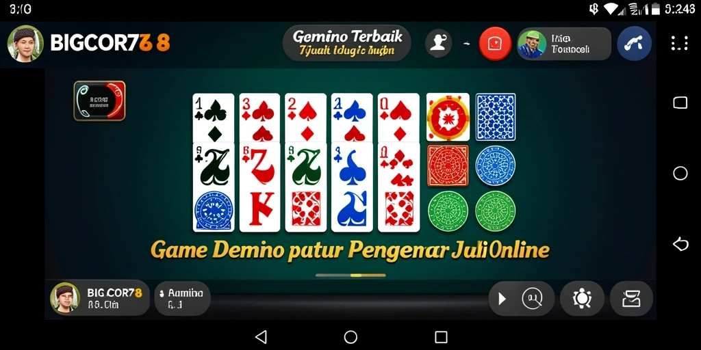 Tampilan gameplay seru di dalam aplikasi BIGCOR78 saat bermain Domino.