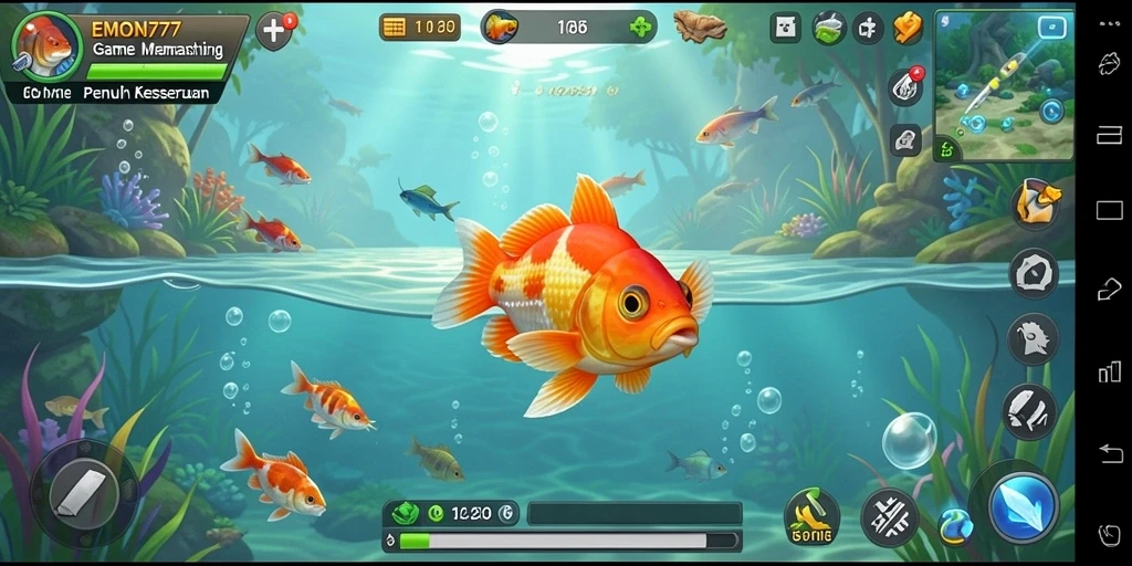 Tampilan gameplay seru saat menangkap ikan di EMON777.