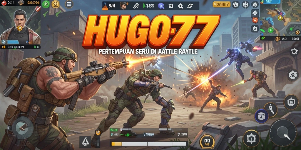 Tampilan gameplay seru HUGO77 di arena Battle Royale.