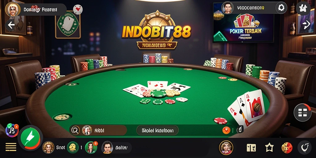 Tampilan menarik dari gameplay poker di INDOBIT88.