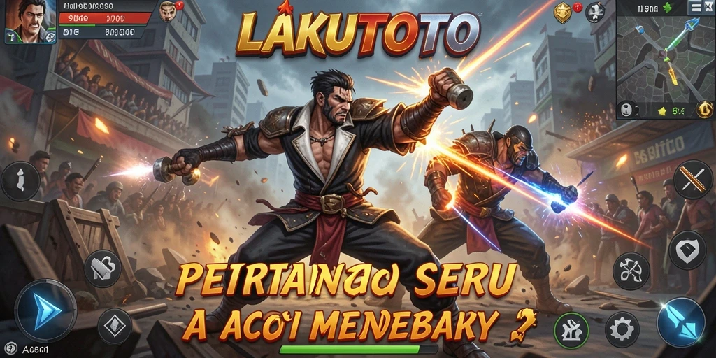 Tangkapan layar game LAKUTOTO menampilkan aksi pertarungan yang mendebarkan.