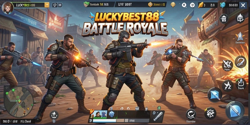 Tampilan seru dari pertempuran di <strong>LUCKYBEST88</strong> saat pemain bertarung di arena Battle Royale.