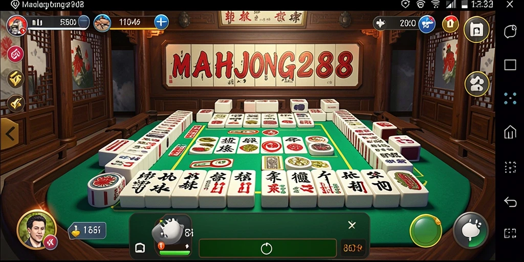 Tampilan gameplay menarik dari MAHJONG288 dengan alunan musik yang menggugah semangat.