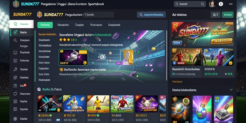 Tampilan antarmuka pengguna SUNDA777 dengan fitur sportsbook yang menarik.