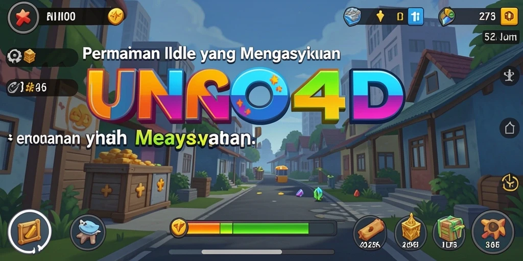 Screenshot gameplay UNO4D yang menampilkan karakter dan aktivitas Idle.