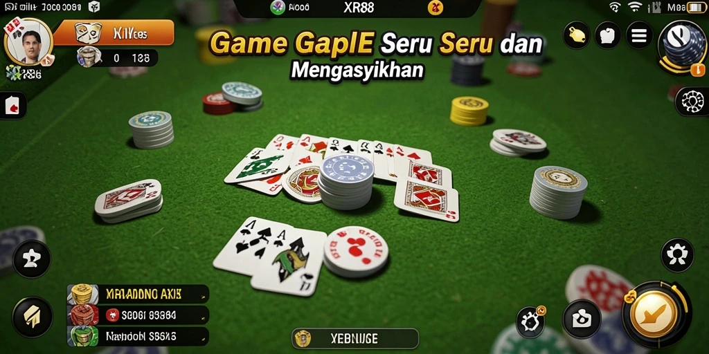 Tampilan gameplay Gaple dengan grafis yang menarik dan interaktif.